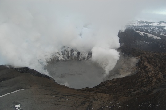 steam above crater lake