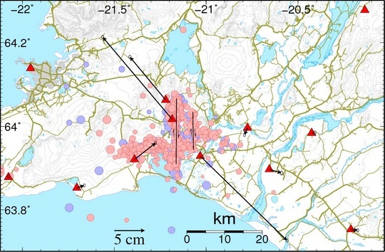 map with arrows indicating tectonics