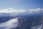 aerial photo of a valley glacier