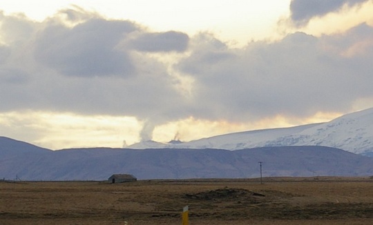 plumes of steam and ash