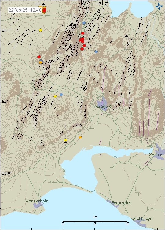 Map of earthquake epicentres