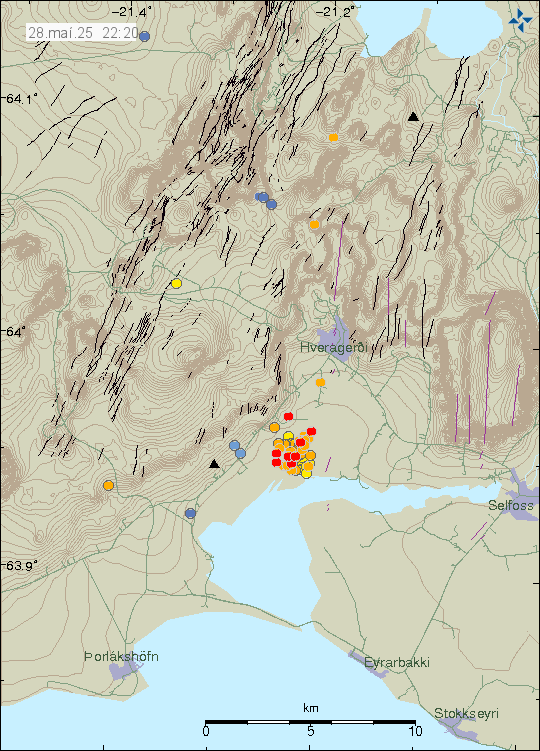 Map of earthquake epicentres