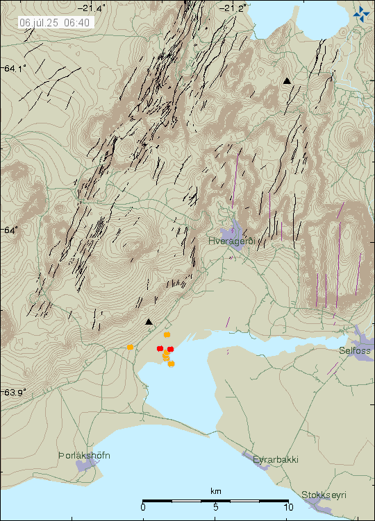 Map of earthquake epicentres