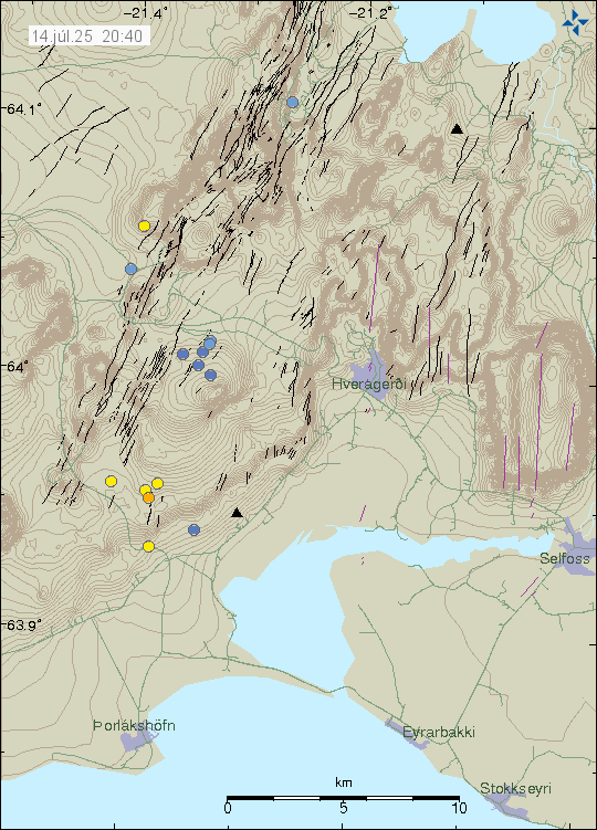 Map of earthquake epicentres