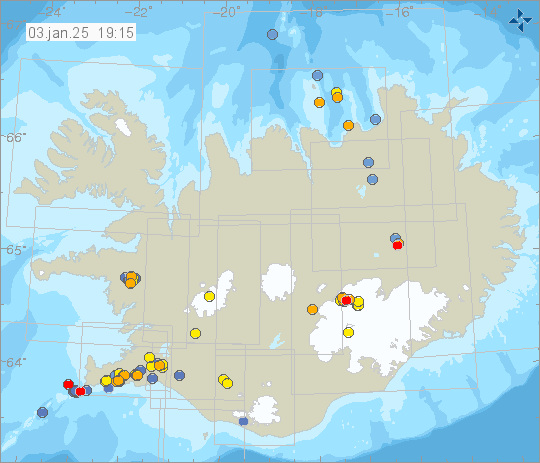 Map of earthquake epicentres