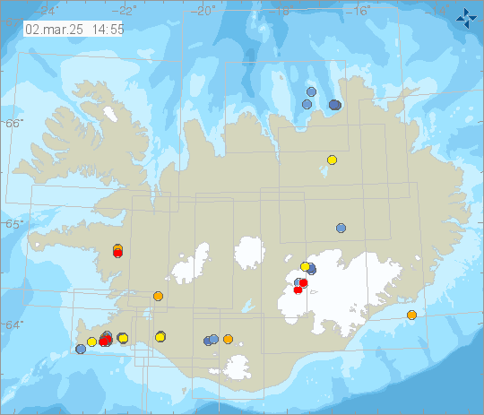 Map of earthquake epicentres