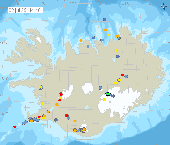 Map of earthquake epicentres
