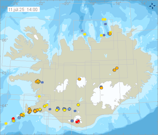 Map of earthquake epicentres