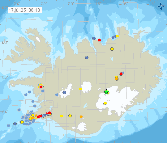 Map of earthquake epicentres