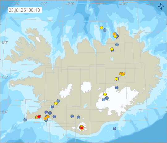Map of earthquake epicentres
