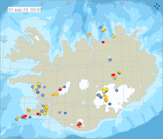 Map of earthquake epicentres
