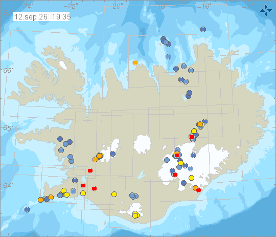 Map of earthquake epicentres