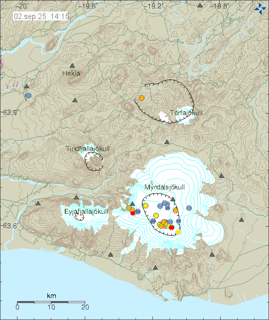 Map of earthquake epicentres