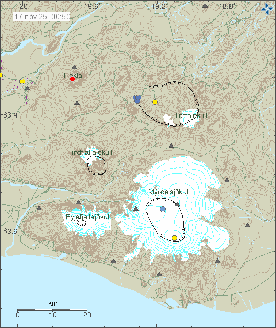 Map of earthquake epicentres