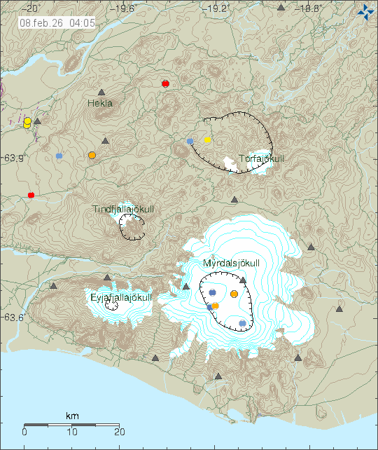 Map of earthquake epicentres