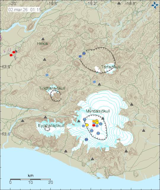 Map of earthquake epicentres