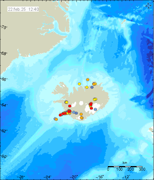 Map of earthquake epicentres