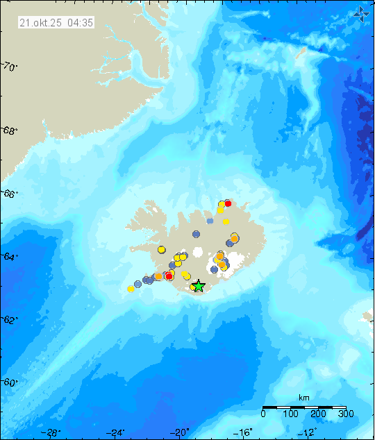Map of earthquake epicentres