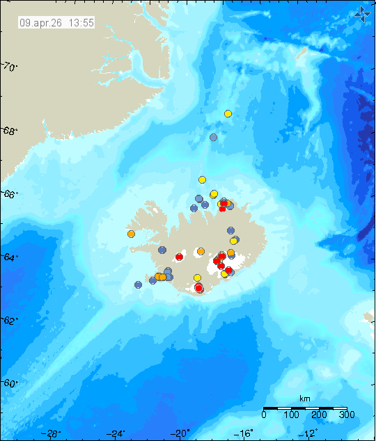 Map of earthquake epicentres