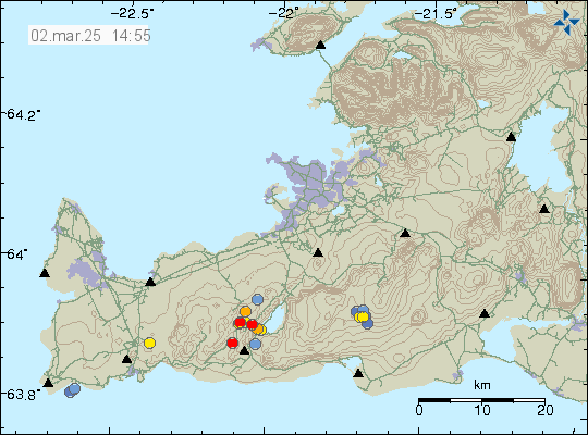 Map of earthquake epicentres