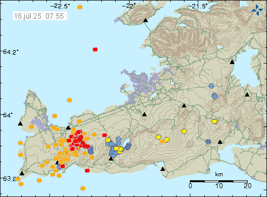 Map of earthquake epicentres