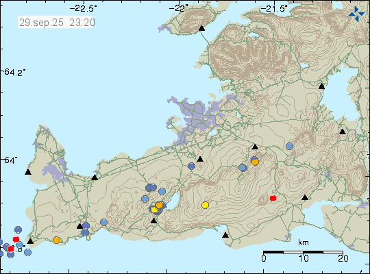 Map of earthquake epicentres