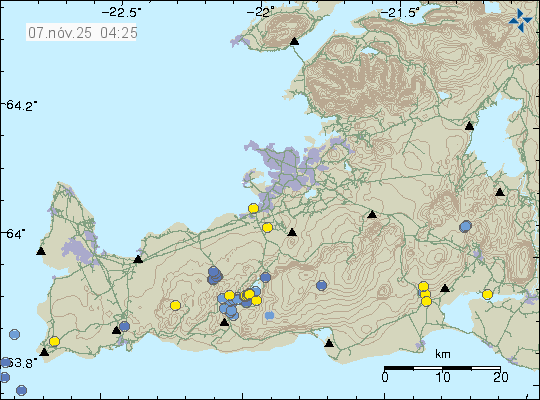 Map of earthquake epicentres