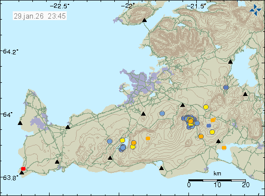 Map of earthquake epicentres