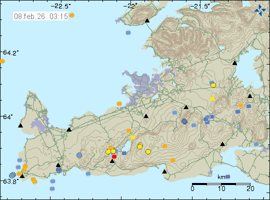 Map of earthquake epicentres