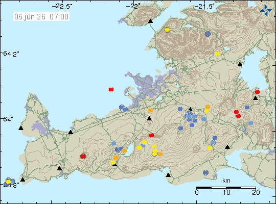 Map of earthquake epicentres