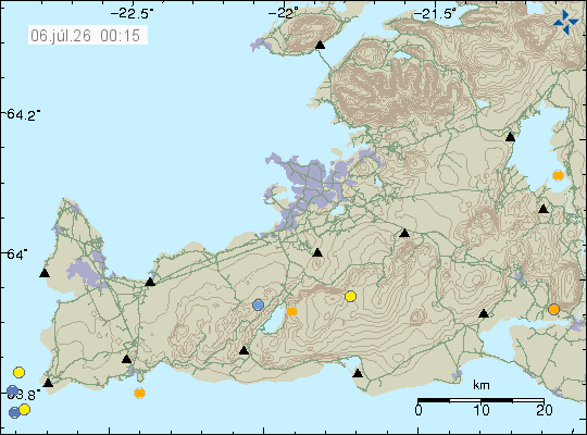 Map of earthquake epicentres