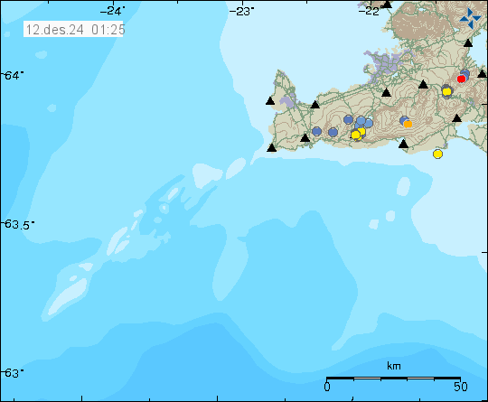 Map of earthquake epicentres