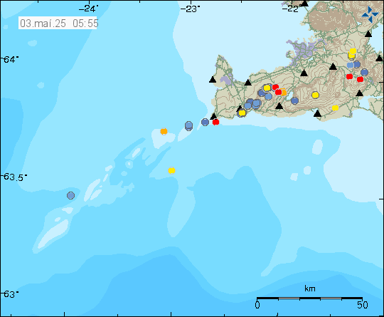 Map of earthquake epicentres