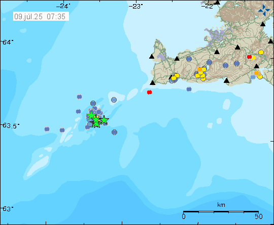 Map of earthquake epicentres