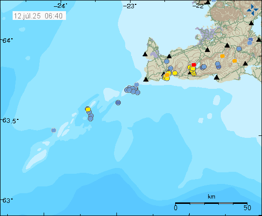 Map of earthquake epicentres
