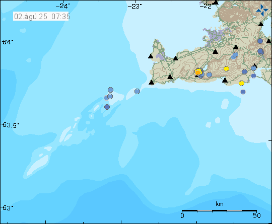 Map of earthquake epicentres