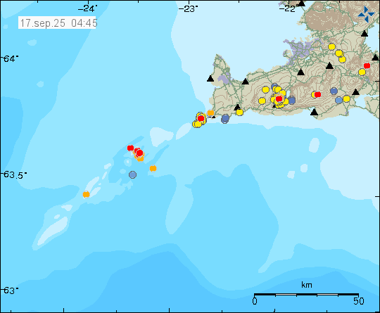 Map of earthquake epicentres