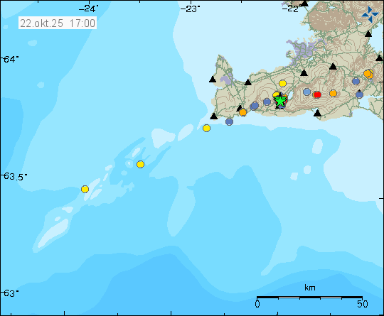 Map of earthquake epicentres