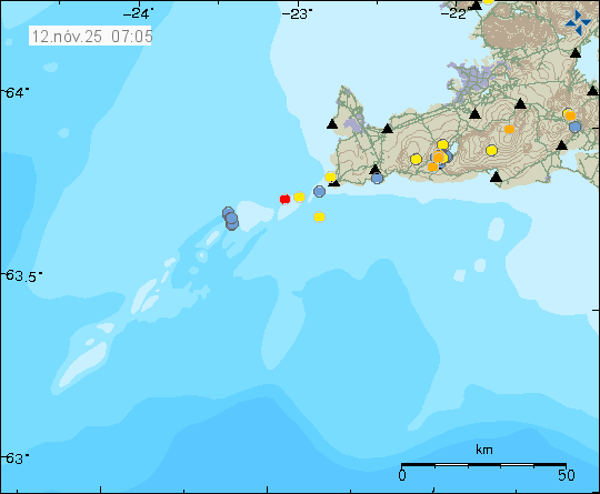 Map of earthquake epicentres