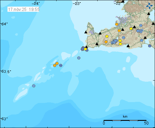 Map of earthquake epicentres