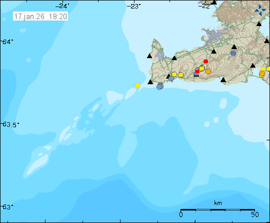 Map of earthquake epicentres