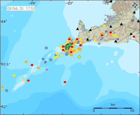 Map of earthquake epicentres