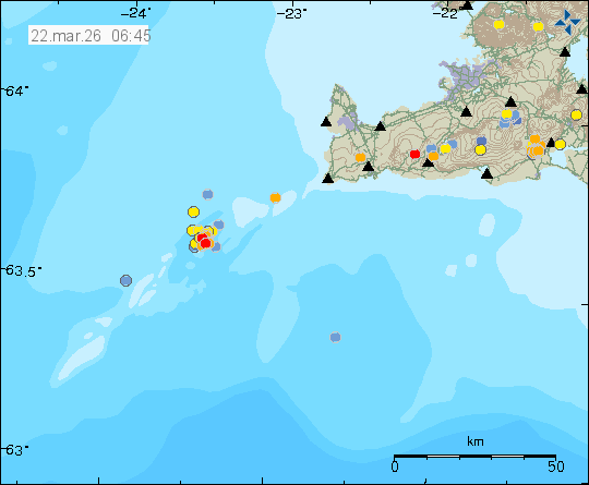 Map of earthquake epicentres
