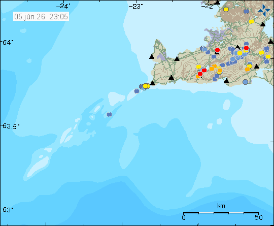 Map of earthquake epicentres