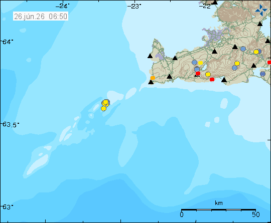 Map of earthquake epicentres
