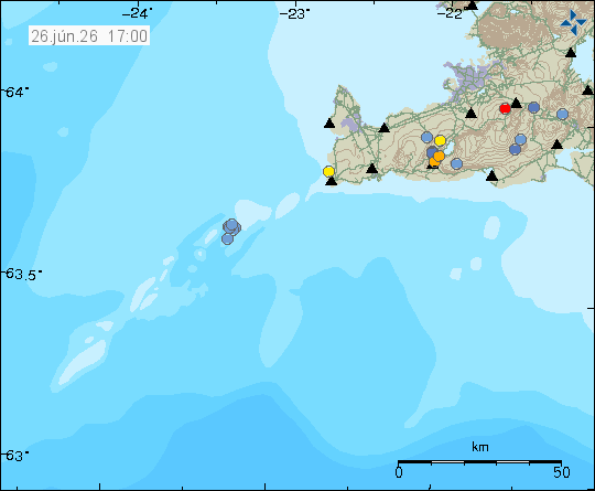 Map of earthquake epicentres