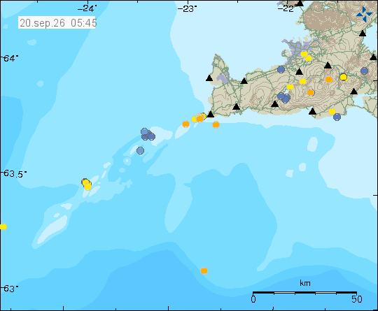 Map of earthquake epicentres