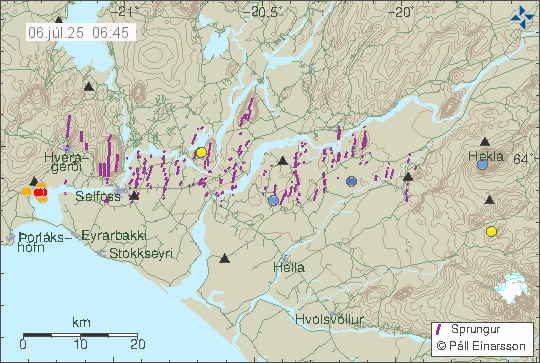 Map of earthquake epicentres
