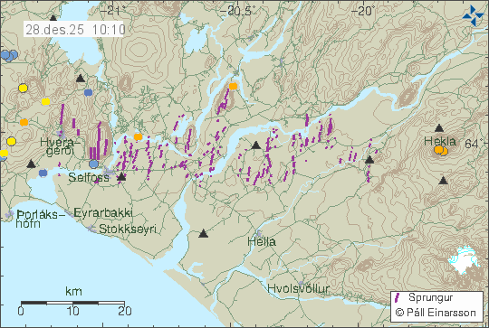 Map of earthquake epicentres