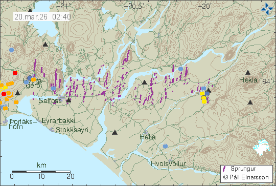 Map of earthquake epicentres